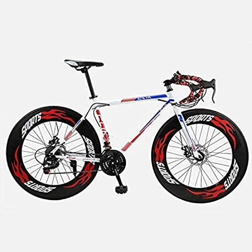 Rennräder : GuanLaoGe Rennrad, 26 Zoll 27-Gang-Fahrräder, Doppelscheibenbremse, Rahmen aus Kohlenstoffstahl, Rennradrennen, Männer und Frauen Erwachsene, rot, Gigh End