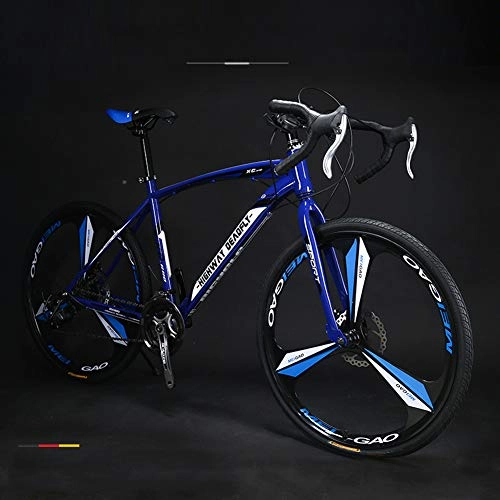 Rennräder : Hadishi Doppelscheibenbremse Rahmen Aus Kohlenstoffhaltigem Stahl, 27-Gang-Bikes, 26-Zoll-Rennrad, Männer, Frauen, Rennräder Für Erwachsene - Mountainbike, Blau
