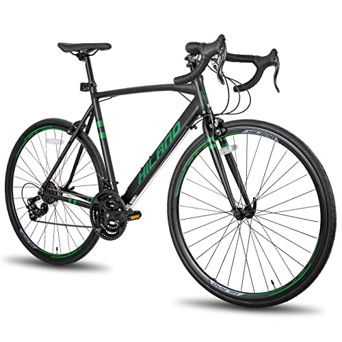 Rennräder : Hiland 28 Zoll Rennrad 700C Rennrad Racing Bike Leichter Aluminiumrahmen mit 21 Gang 53cm Herrenrad Damenfahrrad Schwarz