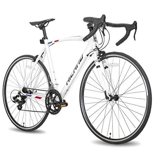 Rennräder : Hiland Rennrad 700c mit Shimano 14 Gänge Schaltung 55 cm Aluminiumrahmen Racing Bike Cityrad Pendlerfahrrad für Damen und Herren Weiß