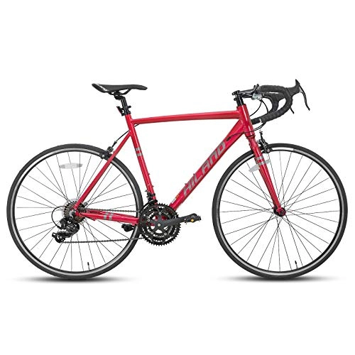 Rennräder : Hiland Rennrad 700c Rennrad Aluminium City Commuter Fahrrad mit 21 Geschwindigkeiten Rot 49CM