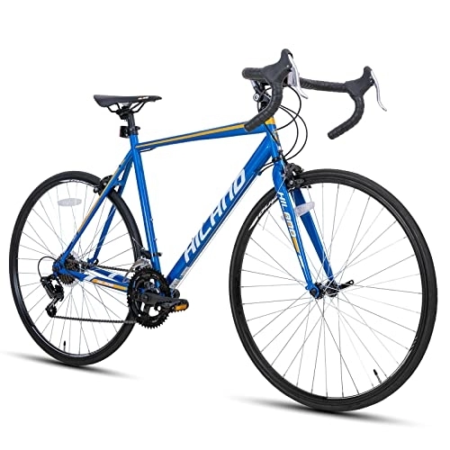 Rennräder : Hiland Rennrad 700c Stahlrahmen mit Shimano 12 Gang-Schaltung blau klemmbremse Racing Bike City Pendlerfahrrad für Damen und Herren Size s