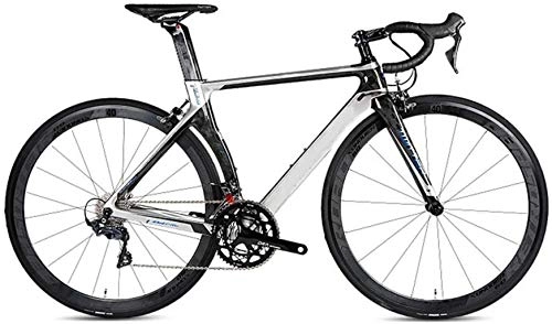 Rennräder : HongLianRiven BMX Rennrad, 22 Speed-700C * 23C Mnner und Frauen Bike, High Modulus Carbon-Faser-18K-Rahmen-Fahrrad, Gebrochenes Wind Rahmen 6-24 (Color : Silver)