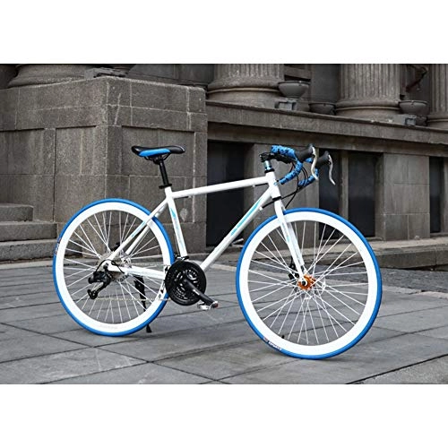 Rennräder : JESU Erwachsene Mountain Bike, Leichtes Aluminium Rennrad, Curved Lenkerdoppelscheibenbremse Fahrrad, für Männer Frauen Jugendliche, Whiteblue, 33Speed