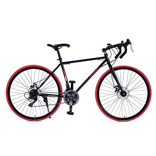 Rennräder : JESU Rennrad Mountainbike, Stadt-Pendler-Fahrrad, Gekrümmte Lenker Doppelscheibenbremse Fahrrad, für Erwachsene Teens, BlackRed, 30Speed