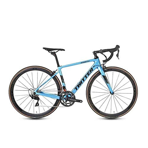 Rennräder : JKAINI Gebogene Lenker Rennrad Fahrrad 22-Speed ​​Bikes Carbon Fiber-Rahmen-Straßen-Fahrrad Rennen Für Männer Und Frauen Erwachsener Sky Blue- 48cm (172cm-178cm)