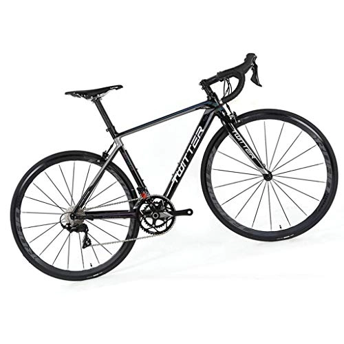 Rennräder : JKAINI Straßen-Fahrrad-22-Speed ​​Bikes Carbon Fiber-Rahmen-Straßen-Fahrrad Rennen Für Männer Und Frauen Erwachsener Black R7000-22 Speed -46CM