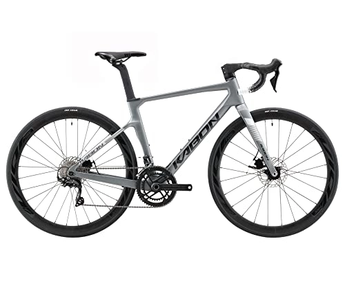 Rennräder : KABON Rennrad Carbon, Vollcarbon Rennrad mit Shimano 105 22 Gang Scheibenbremse Rennrad mit Carbon Laufradsatz für Herren Damen (Grau, 50cm)