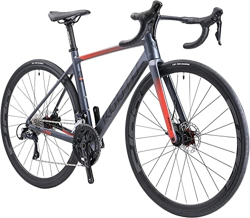Rennräder : KOOTU Carbon Rennrad, 700C Carbonfaser Rahmen Rennrad Leichtgewicht Rennrad mit Shimano Sora R3000, 18 Gang für Männer und Frauen