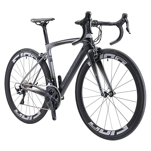 Rennräder : KOOTU Carbon Rennrad, 700c Carbonfaser Rahmen Rennrad mit Shimano ULTEGRA R8000 22 Gang Gruppe Set, Rennrad für Männer und Frauen 34C Reifen und bequemer Sattel