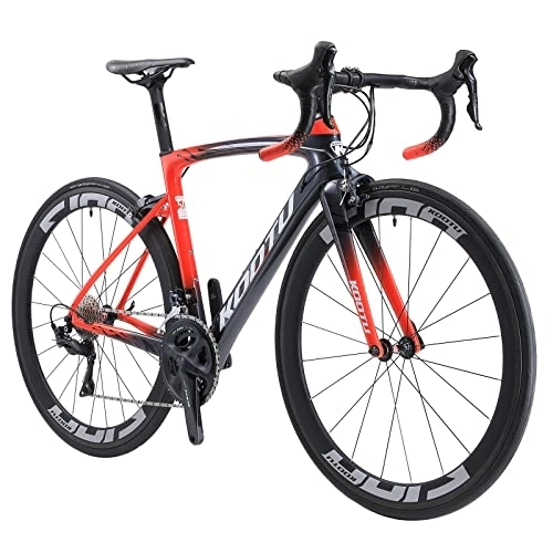 Rennräder : KOOTU Carbon Rennrad, Carbon Fiber Rahmen Leichtgewicht Fahrrad mit Shimano 105 R7000 Gruppe, 700C Carbon Laufradsatz 24 Gänge Rennrad mit Carbon Gabel