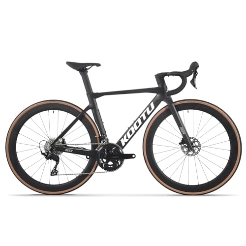 Rennräder : KOOTU Carbon-Rennrad, leichtes Vollcarbon-Scheibenbrems-Rennrad mit Shimano R7120 24-Gang-Gruppensatz und hydraulischer Scheibenbremse für Erwachsene.