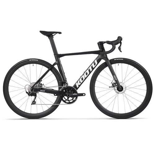 Rennräder : KOOTU Carbon Rennrad, T800 Leichtes Carbonfaser-Rahmen-Rennrad mit 105 R7000 22-Gang-Gruppenschaltung und mechanischer Scheibenbremse für Erwachsene.