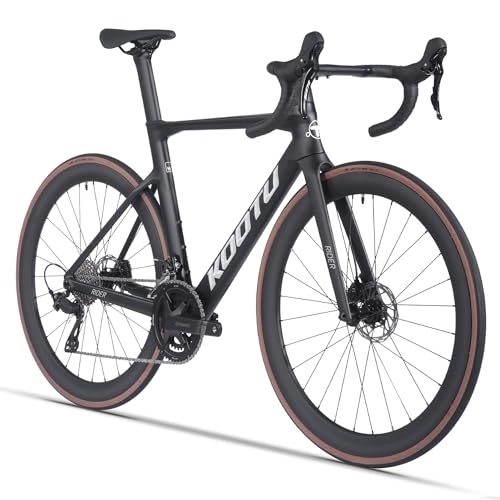 Rennräder : KOOTU Carbon-Rennrad, Vollcarbon-Scheibenbremse Leichtbau-Rennrad mit R7120 24-Gang-Gruppenschaltung und hydraulischer Scheibenbremse für Erwachsene