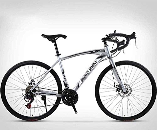 Rennräder : KRXLL 26-Zoll-Rennrad 24-Gang-Bikes Doppelscheibenbremse Hochkarbonstahlrahmen Straßenradrennen Herren und Damen Nur für Erwachsene-Silber