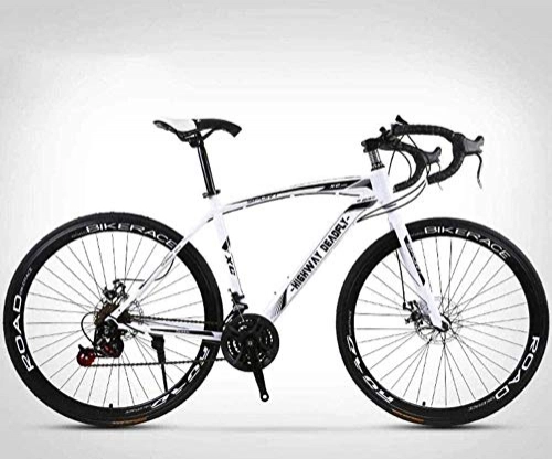 Rennräder : KRXLL 26-Zoll-Rennrad 24-Gang-Bikes Doppelscheibenbremse Hochkarbonstahlrahmen Straßenradrennen Herren und Damen Nur für Erwachsene-Weiß