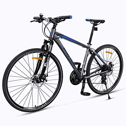 Rennräder : LAMTON Adult Rennrad 27 Geschwindigkeit Fahrrad mit Federgabel Mechanische Scheibenbremsen Quick Release Stadt-Pendler-Fahrrad-700C (Farbe : Schwarz)