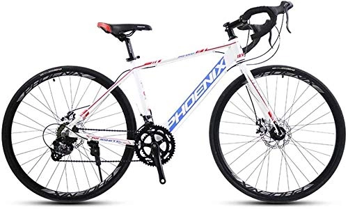 Rennräder : LAZNG Adult Rennrad, 14 Geschwindigkeit 700C Rder Straen-Fahrrad, Alu-Rahmen-Fahrrad mit Scheibenbremsen, ideal for die Strae oder Schmutz Trail Touring (Farbe : Wei)