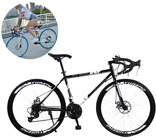 Rennräder : LCAZR 28 Zoll Rennrad Road Bike, Straßenrennrad mit Carbon Gabel für Damen und Herren, Vollfederung Mountain Bike, 24 Speed, White 40 Spoke / Schwarz