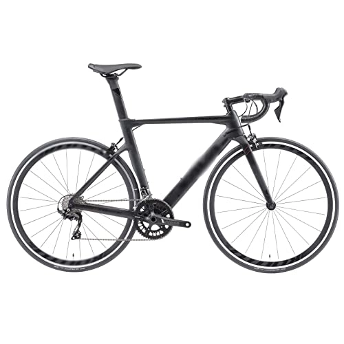 Rennräder : LIZIHAO Carbon Fiber Road Bike Racing Bike Carbon Fiber Frame Bike With Speed Kit Light Weight (Color : Black)