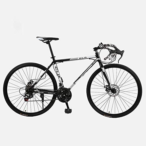 Rennräder : lqgpsx Rennrad, 26 Zoll 21-Gang-Bikes, Doppelscheibenbremse, Rahmen aus Kohlenstoffstahl, Rennradrennen, Männer und Frauen für Erwachsene
