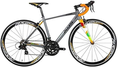 Rennräder : LQH 14-Gang-Rennrad, Männer und Frauen, leichte Aluminium-Rennräder, Fahrräder for Erwachsene Stadt Pendler, rutschfestes Fahrrad (Farbe: Grau, Größe: 460MM) (Color : Grey, Size : 460MM)
