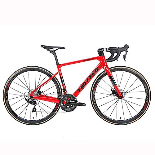 Rennräder : LXYDD Carbon Rennrad Kohlefaser 700C Rennräder Mit Shimano 105 / R7000-22 Geschwindigkeit Kohlenstoff Radsatz Ultra-Licht Vollcarbon Fahrrad, Rot, 45cm