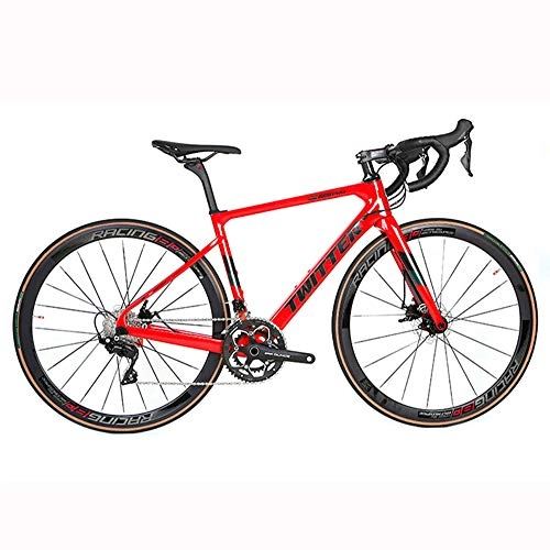 Rennräder : LXYDD Rennrad Kohlefaser Fahrrad 700C Variable Geschwindigkeit Doppelscheibenbremse Rennen R7000-22 Speed Bend Griff Rennrad, Rot, 48cm