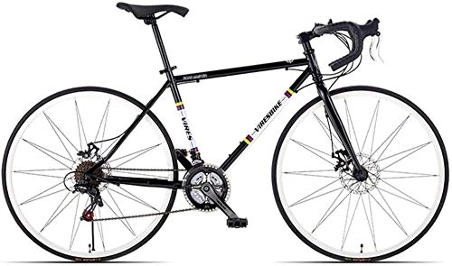 Rennräder : Lyyy 21 Speed-Straßen-Fahrrad, High-Carbon Stahlrahmen Männer Rennrad, 700C Räder Stadt-Pendler-Fahrrad mit Doppelscheibenbremse YCHAOYUE (Color : Black, Size : Bent Handle)