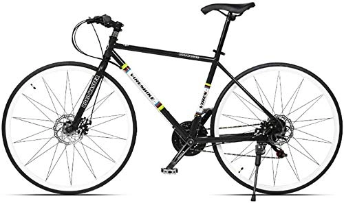 Rennräder : Lyyy 21 Speed-Straßen-Fahrrad, High-Carbon Stahlrahmen Männer Rennrad, 700C Räder Stadt-Pendler-Fahrrad mit Doppelscheibenbremse YCHAOYUE (Color : Black, Size : Straight Handle)