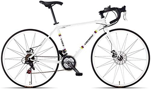Rennräder : Lyyy 21 Speed-Straßen-Fahrrad, High-Carbon Stahlrahmen Männer Rennrad, 700C Räder Stadt-Pendler-Fahrrad mit Doppelscheibenbremse YCHAOYUE (Color : White, Size : Bent Handle)
