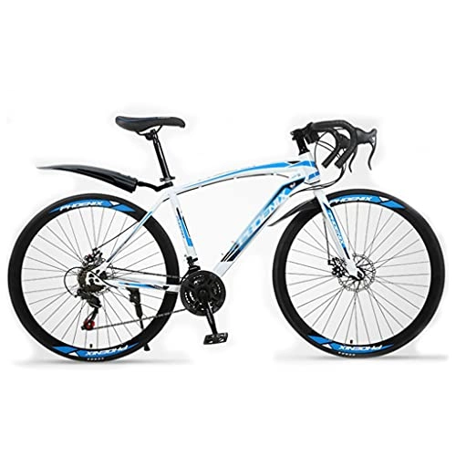 Rennräder : M-YN Rennrad 21 Geschwindigkeit 700c Radscheiben Mit Aluminiumlegierungsrahmen, Reiterfahrrad Schneller Und Leichter Pendler Fahrrad(Color:weiß+blau)