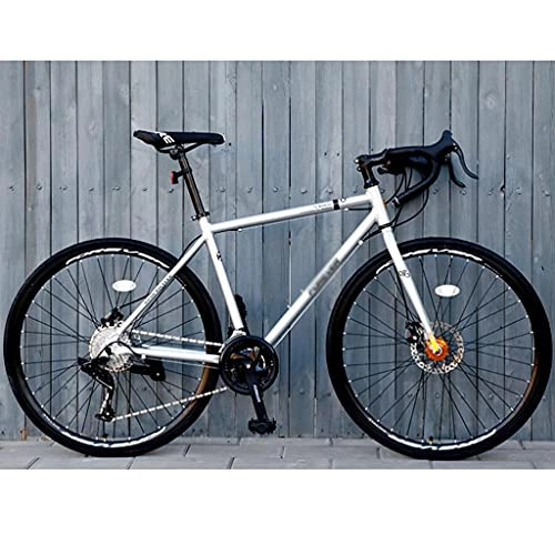 Rennräder : M-YN Rennrad 68cm Rahmen 700c Räder 27 Geschwindigkeit Verschiebung Dual-scheibenbremsen Road Fahrrad Für Herren(Color:Silber-)