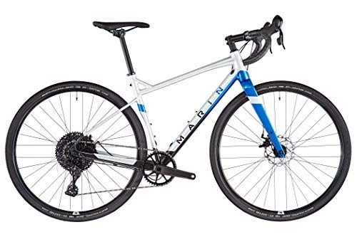 Rennräder : Marin Gestalt X10 Fahrrad 2021 Cyclocross-Fahrrad, glänzend, chrom / blau / schwarz, Rahmengröße 54 cm