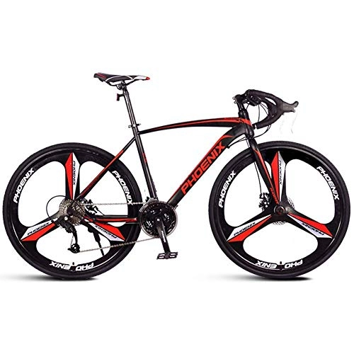 Rennräder : MJY Erwachsenen-Rennrad, Herren-Rennrad mit Doppelscheibenbremse, Rennrad mit hohem Kohlenstoffstahlrahmen, City Utility-Fahrrad, Schwarz, 21 Geschwindigkeit