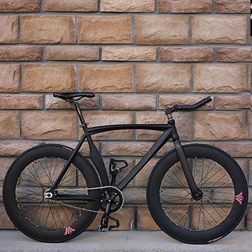 Rennräder : MOBDY Fahrrad Fixed Gear Bike Fat Bike Aluminiumlegierung mit auffälligen mehrfarbigen DIY Adult männliche und weibliche Studenten-Schwarz 46cm (165cm-175cm)