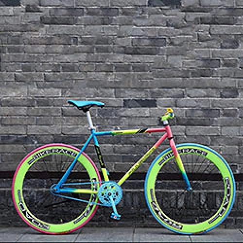 Rennräder : Mountain Road Bike Fixed Gear 26 Zoll Single Speed Retro Frame Mann und Frau Studenten Adult Bicycle New-Multicolor_26inch