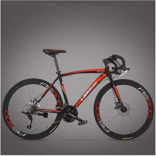 Rennräder : Mountainbikes Rennrad Adult High-Carbon -Stahlrahmen Ultraleichtes Fahrrad Carbonfaser- Gabel Ausdauer Rennrad City Utility Bike 3 Speichen Schwarz 27 Speed-27 Speed_Red