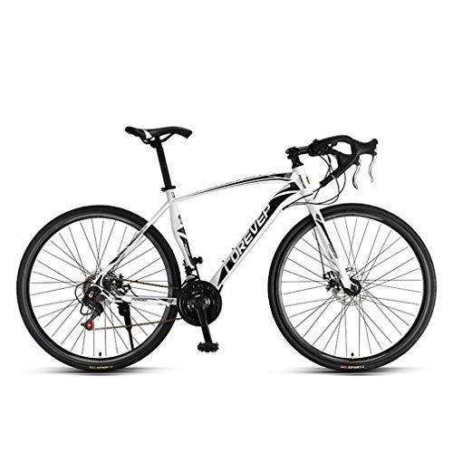 Rennräder : Mzq-yj Rennrad, 21 Geschwindigkeit Erwachsene Straßen-Fahrrad, vorne und hinten Mechanische Scheibenbremsen 700C Räder Rennrad, Weiß