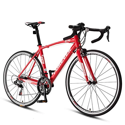 Rennräder : NENGGE 16 Gang-Schaltung Rennräder, Ultra-Licht Fahrrad für Damen und Herren, Alu-Rahmen, Doppel-V-Bremse Race Rennrad für Körpergrößen ab 165-185cm, Rot, Standard