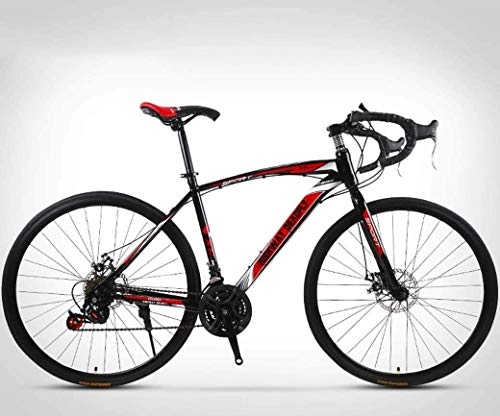 Rennräder : NENGGE 26-Zoll-Straßen-Fahrrad, 24-Speed ​​Bikes, Doppelscheibenbremse, High Carbon Stahlrahmen, Straßenfahrradrennen, Männer und Frauen nur for Erwachsene (Color : Black)