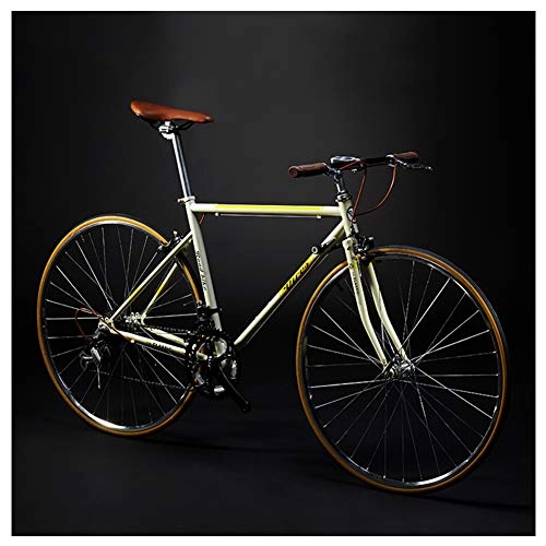 Rennräder : NENGGE Erwachsene Rennrad Fahrrad, 14 Gang-Schaltung Retro Rahmen aus Kohlenstoffstahl Fahrräder, Ultra-Licht Fahrrad mit Doppel-V-Bremse, Weiß, Straight Handle