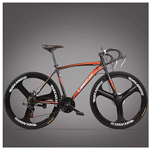 Rennräder : NENGGE Rennrad Fahrrad, Erwachsene Rahmen aus Kohlenstoffstahl Fahrrad mit Scheibenbremsen, Straßenrennrad für Damen und Herren, 3 Spoke red, 21 Speed