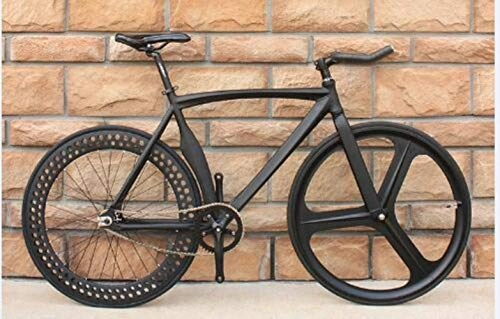 Rennräder : NTR Bicycle Fixed Bike Aluminiumlegierung mit auffälligen mehrfarbigen Erwachsenen Männern und Frauen, schwarz, 46 cm (165 cm - 175 cm)