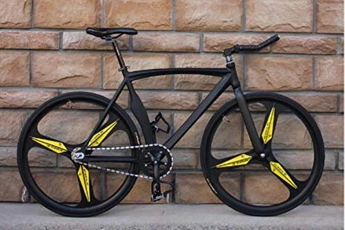 Rennräder : NTR Fahrrad Fixed Gear Fahrradmesser Aluminiumlegierung mit auffälligen Erwachsenen Männern und Frauen, schwarz, 52 cm (175 cm - 190 cm)