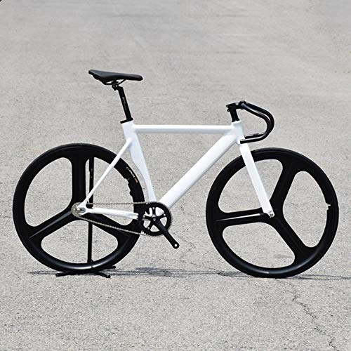 Rennräder : NTR Fixed Bike 52cm 700C Rahmen Muskulöses Fahrrad aus   Aluminiumlegierung Bike Track Bike Fahrrad mit 3 Magnesiumlegierungen, Weiß, 52cm (165cm-185cm)