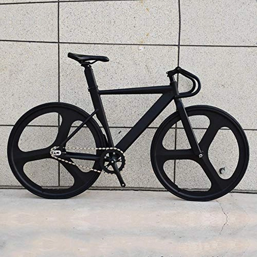 Rennräder : NTR Fixed Bike 700C Aluminiumlegierungsrahmen 48 cm 52 cm 56 cm Kettenrad mit Doppelradbremsen Zubehör, schwarz, 52 cm (175 cm - 180 cm)