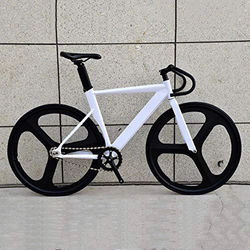 Rennräder : NTR Fixed Bike 700C Aluminiumlegierungsrahmen 48 cm 52 cm 56 cm Kettenrad mit Doppelradbremsen Zubehör, weiß, 48 cm (165 cm - 170 cm)