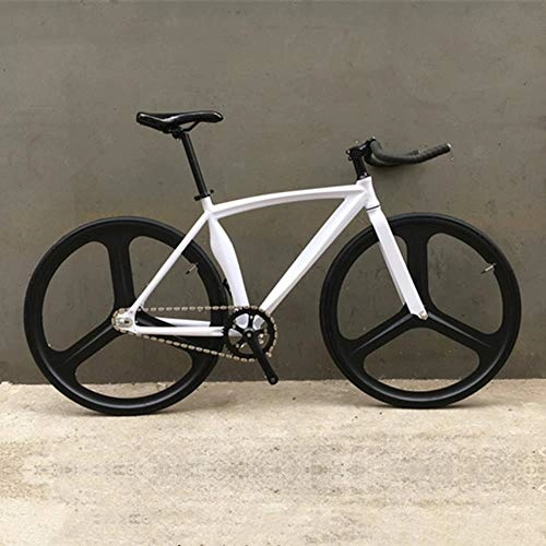 Rennräder : NTR Gear Bike Muskulöser Aluminiumlegierungsrahmen und Gabelspeichen Leichtmetallfahrrad Single Speed ​​V Bremse, Weiß, 56 cm (180 cm - 190 cm)