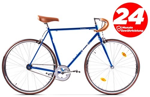 Rennräder : P-Bike Fahrrad Citybike 2 Gang 28 Zoll Vintage Retro Bull (Blau, 58)